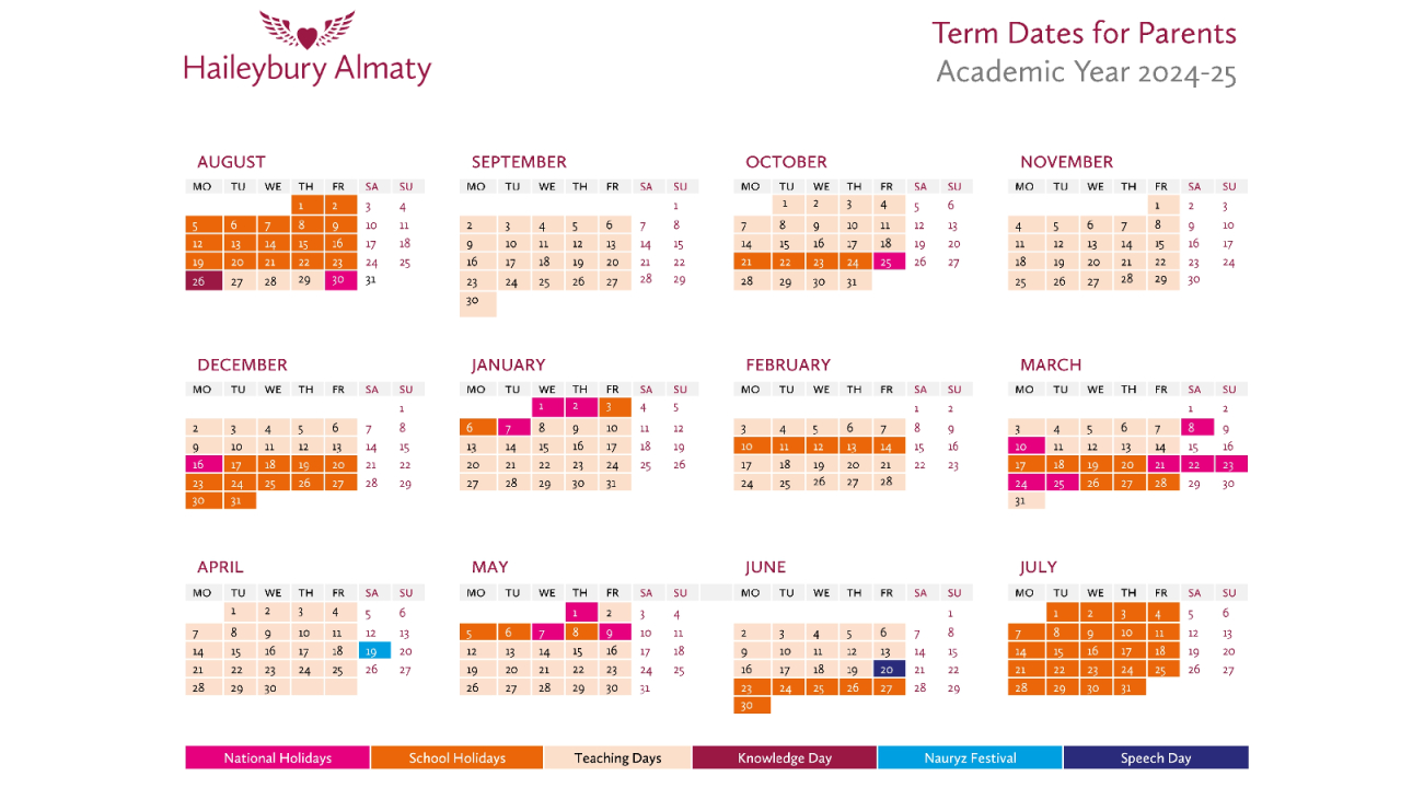 Term Dates — British School Haileybury Almaty